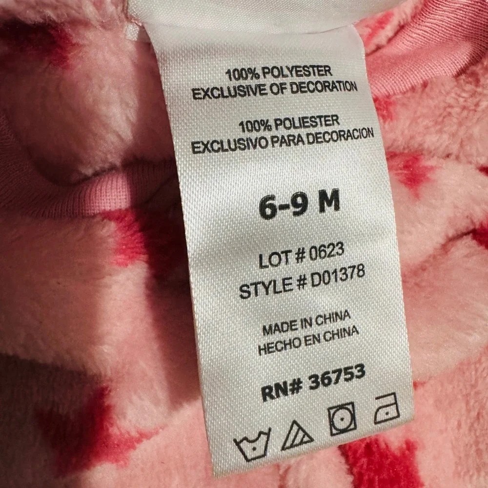 6M Little Me Baby Girl Footed Pajamas Set 2pc Pink‎ Fleece Elephant Gold Star